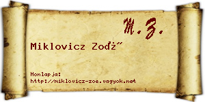 Miklovicz Zoé névjegykártya